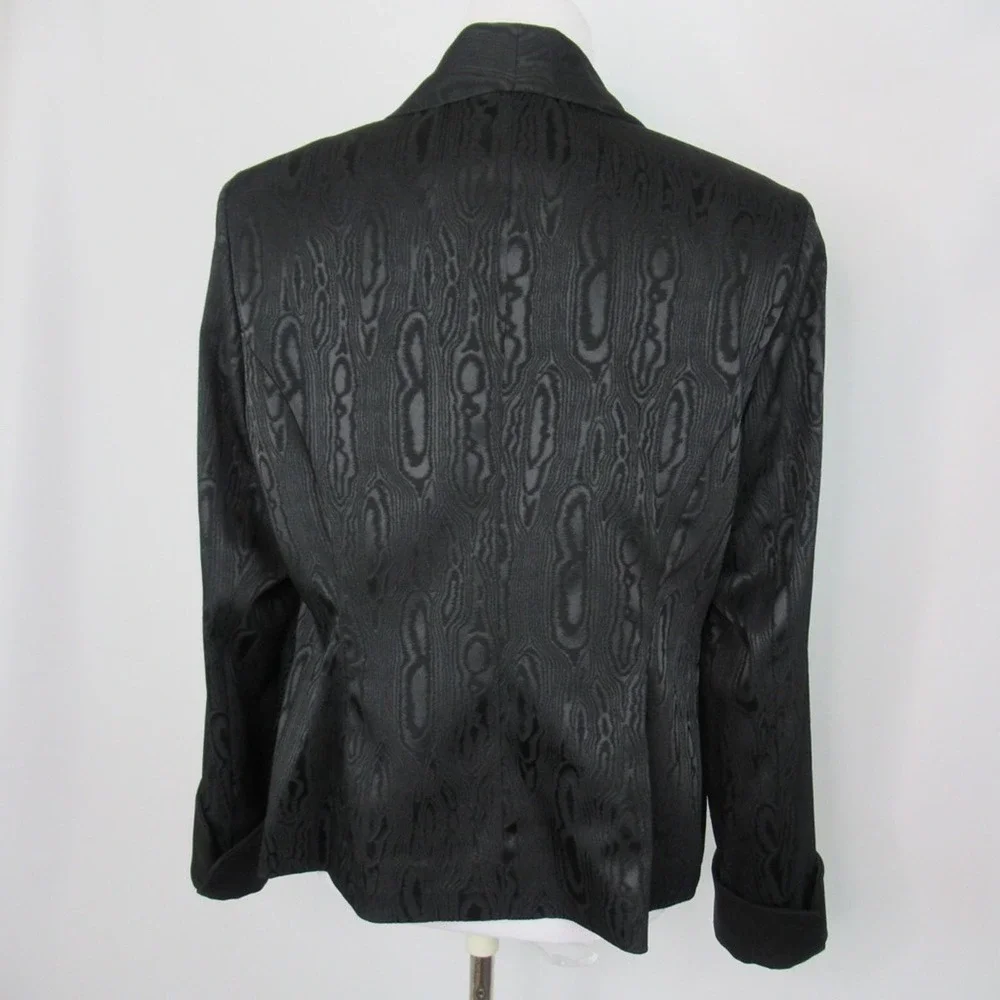 DONCASTER Black Wood Grain Pattern Fitted Jacket Blazer Women’s Size 16P